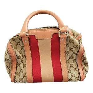 Vintage Gucci Tan and Red Satchel